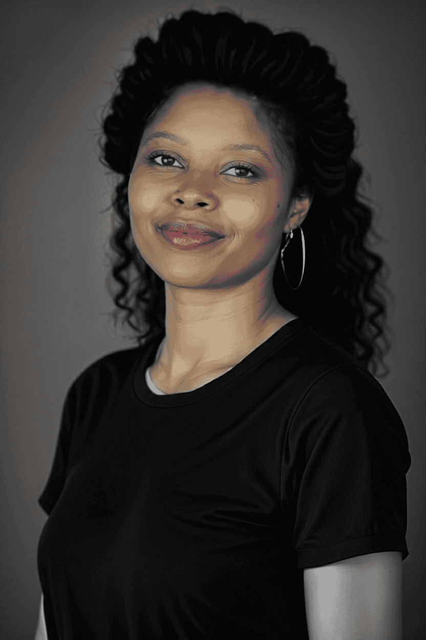 Smiling woman in a white dress standing in a wheat field