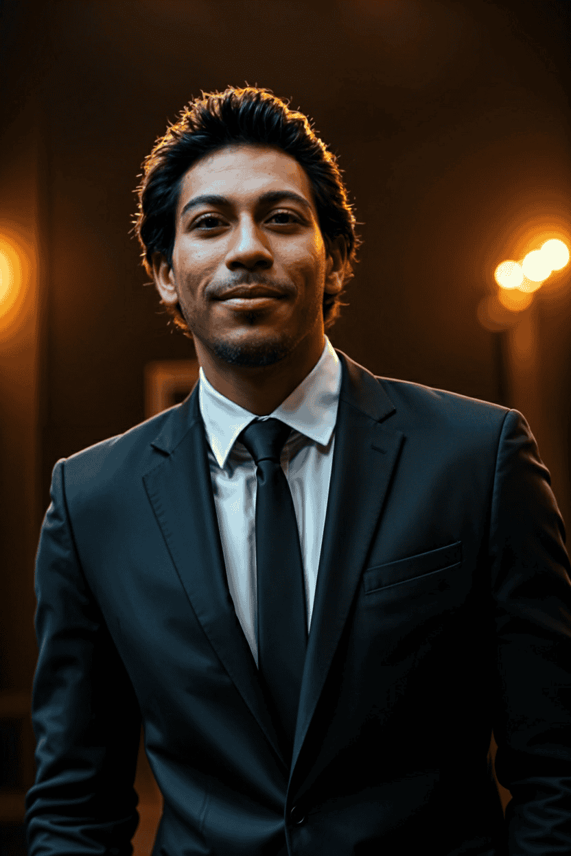 Illustration of a man in a blue shirt and green pants