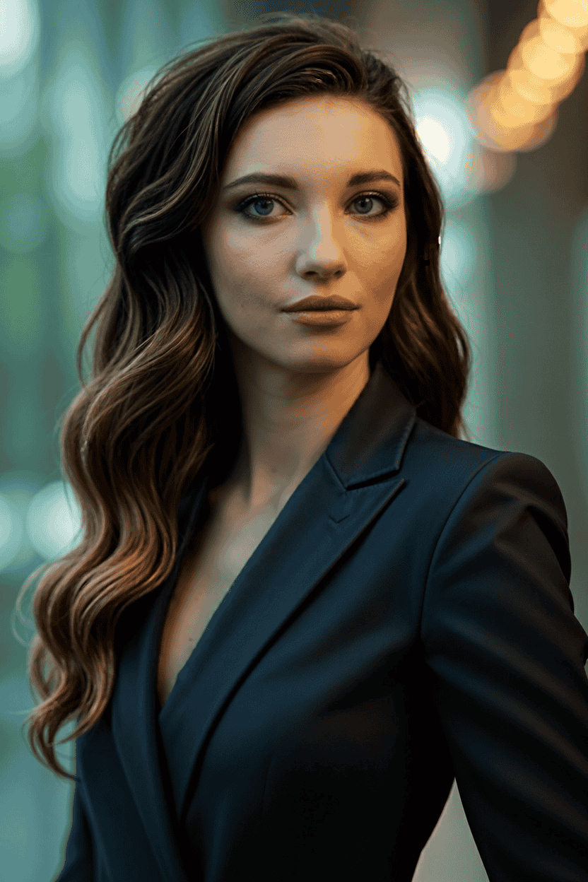 Woman in a blue dress at an outdoor event