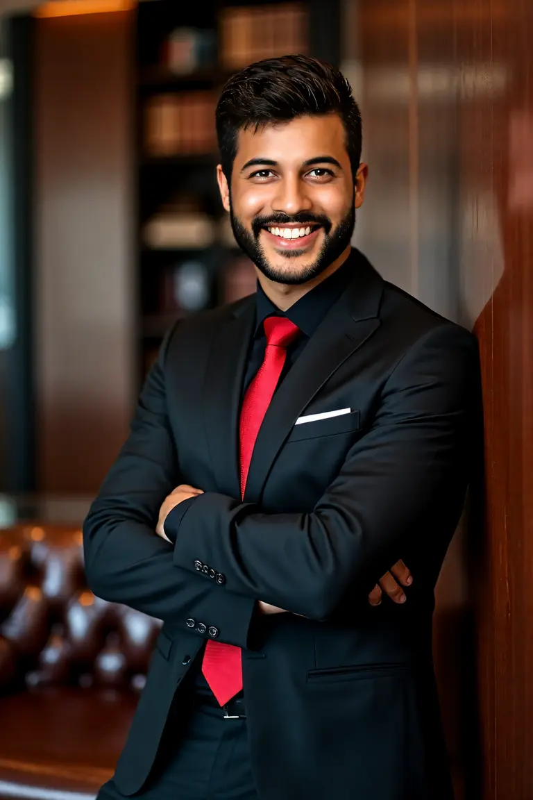 Portrait d'un homme souriant dans un blazer noir